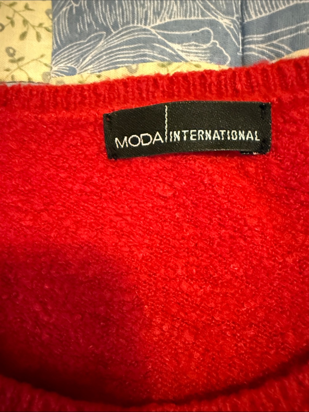 Red Embellished Women's Sweater - Classic Crewneck - Picture 5 of 5